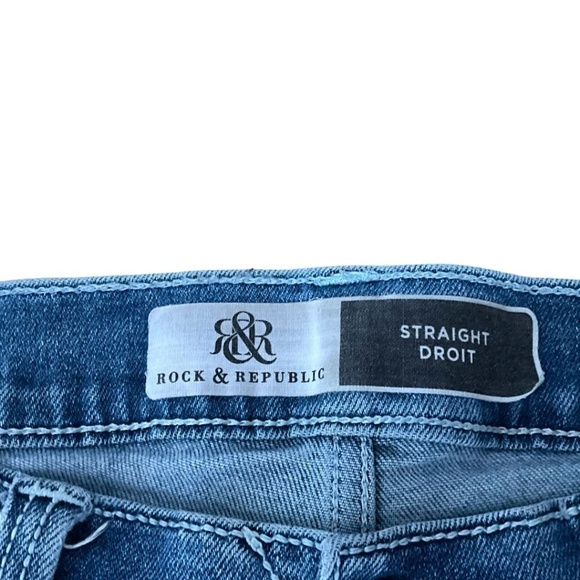 ROCK and REPUBLIC Jeans Mens 34x32 Blue Denim Straight Stretch Faded Grunge - Picture 5 of 14